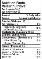 Canticcini Chocolate Nutrition Facts